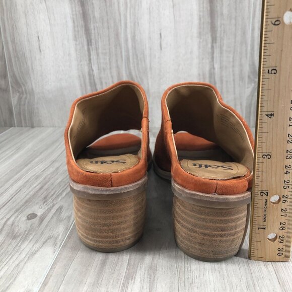 Sofft Mules Womens 7M Carrey Orange Suede Slip On Open Toe Comfort Shoes - Picture 10 of 12